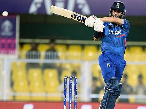 England's batter Moeen Ali pulls a shot to the fence during the warm-up match against Bangladesh at ACA Stadium, Barsapara in Guwahati on Monday.