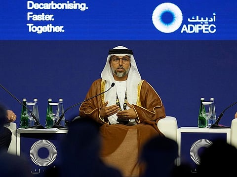 UAE minister Suhail Al Mazrouei speaks during a panel discussion at ADIPEC.