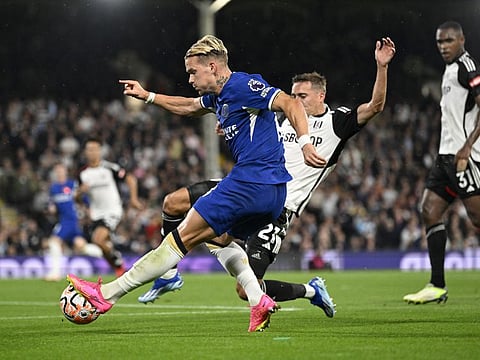 Chelsea's Mykhailo Mudryk tries to get past Fulham's Timothy Castagne during a Premier League match at Craven Cottage, London on Monday.