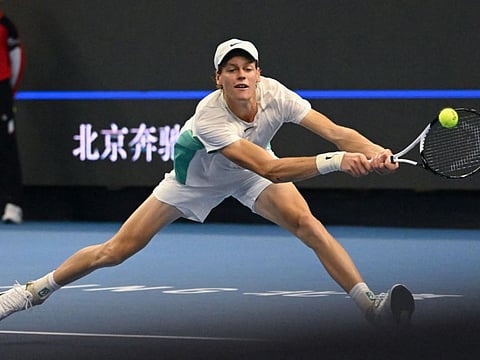 Italy's Jannik Sinner in action at the China Open in Beijing on Tuesday.