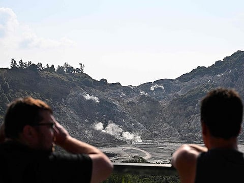 A general view shows smoke from the "solfatara" at the Campi Flegrei (Phlegraean Fields) a volcanic region close to Naples.