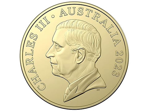 This handout image received from the Royal Australian Mint on October 5, 2023 shows the design for the new Australian currency featuring the effigy of Britain's King Charles III.