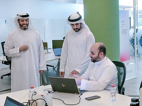 Sheikh Hamdan bin Mohammed bin Rashid Al Maktoum during meeting with participants of the Dubai Centre for Artificial Intelligence’s (DCAI) accelerator programme