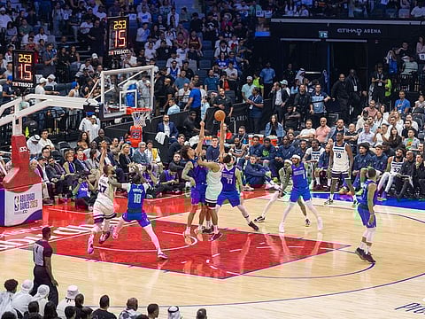 Action from the match between Dallas Mavericks and Minnesota Timberwolves at Etihad Arena on Thursday.