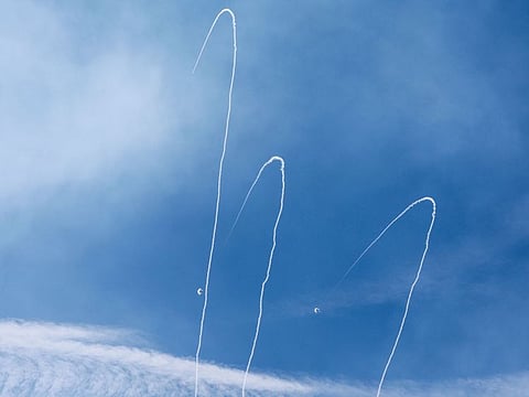File photo: Israel's Iron Dome anti-missile system intercepts rockets launched from the Gaza Strip, as seen from Ashkelon in southern Israel October 7, 2023