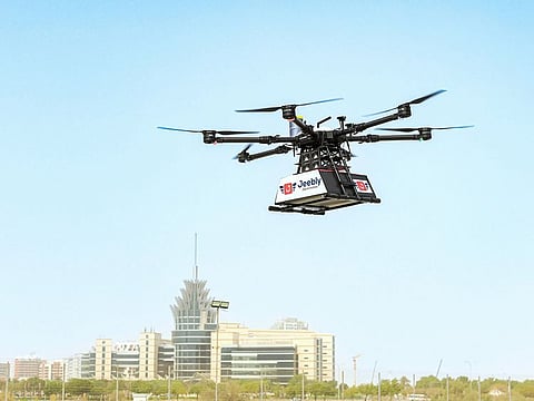 The test drone used inside Dubai Silicon Oasis had a parachute and collision avoidance system, among other safety features