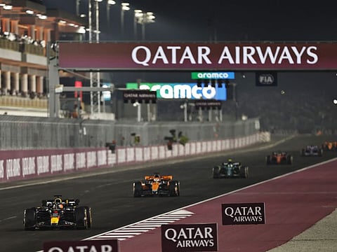 Red Bull's Max Verstappen leads the pack during the Qatar Grand Prix at Lusail International Circuit in Qatar on Sunday.