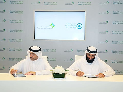 (left to right) Awadh Seghayer Al Ketbi and Abdullah Ali bin Zayed Al Falasi, during the MoU signing ceremony