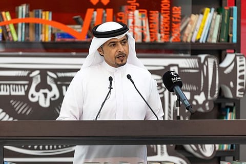 Ahmed bin Rakkad Al Ameri, CEO of SBA, on Wednesday addresses a press conference to unveil agenda of the 42nd Sharjah International Book Fair in Sharjah.