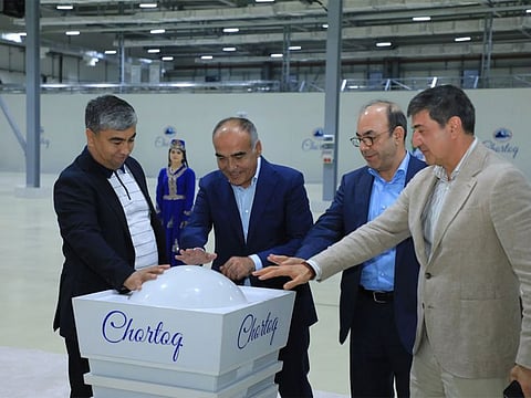 L to R: Saidahmad Sultanov, Deputy Governor of the region of Namangan, Abdurayimov Bohodir Tursinovich, Head of Chortoq Mineral Water and his Partners, Sardar Vali Dad Gul and Muhammad Nadir Shakh Djuma Khan