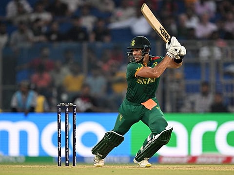 South Africa's Aiden Markram in action during the Cricket World Cup match against Sri Lanka at the Arun Jaitley Stadium in New Delhi on October 7.