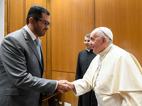 Dr Sultan Al Jaber meets with Pope Francis in Rome.