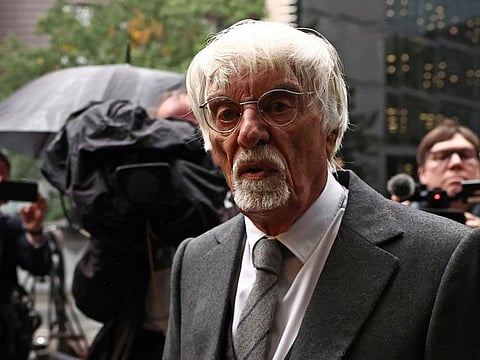 Ex-Formula One chief Bernie Ecclestone arrives at Southwark Crown Court in central London, on October 12, 2023.