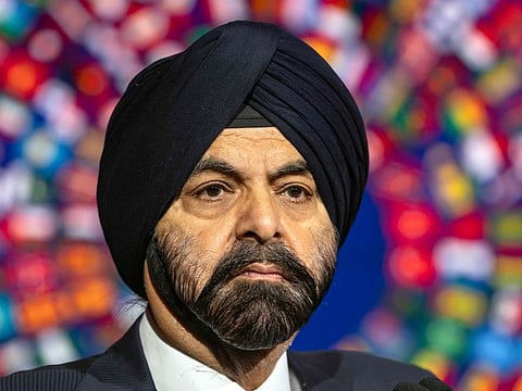 Banga said humanity has never “stared down a set of problems so complex and severe that our very existence is in question.”