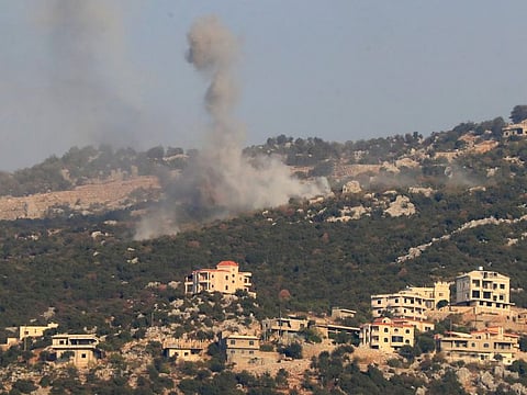 Smoke rises from Israeli shelling on the outskirts of the Lebanese village of Kfar Chouba, Lebanon.