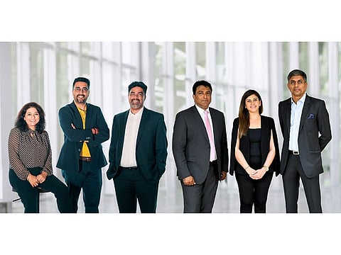 Accreda co-founding team Kokila Dani, Amod Dani, Amol Dani with iAccel GBI team Deepak Ahuja (CEO), Anishkaa Gehani (CMO), Shalabh Jakhetia (COO)