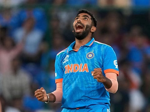 India’s Jasprit Bumrah in action during the ICC Men's Cricket World Cup. His two wickets against Pakistan in Ahmedabad on October 14, 2023, have come in for special praise — the first one an off-cutter and the second a reverse-swinging delivery.