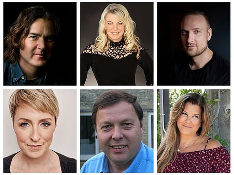 (clockwise from top left) J.D. Barker, K.J. Howe, Max Seeck, Kathleem Antrim, Felix Francis, and Candice Fox