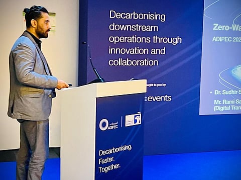 Sudhir Sharma, CEO, Green Boom presenting on the pilot results of 100% biodegradable absorbents at ADIPEC