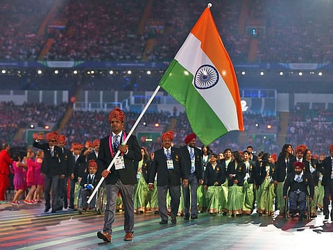 Olympic shooting silver medallist Vijay Kumar carried the Indian flag at the Glasgow Opening Ceremony (File)