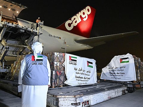 The aid was flown in preparation for transport into Gaza Strip through the Rafah Border Crossing, in cooperation with the UN World Food Programme (WFP)