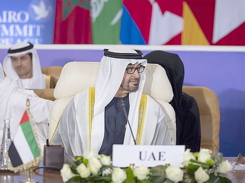 UAE President His Highness Sheikh Mohamed bin Zayed attending the Cairo Peace summit.