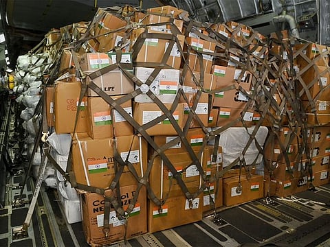 An Indian air force Boeing C-17 transport plane "carrying nearly 6.5 tonnes of medical aid and 32 tonnes of disaster relief material for the people of Palestine" departed for Egypt's El Arish airport.