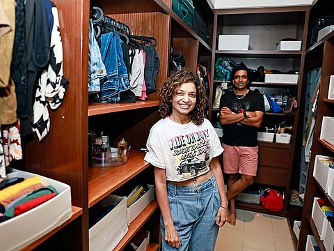 A place for everything and everything in its place: The walk in closet of Robin Uthappa and his wife.