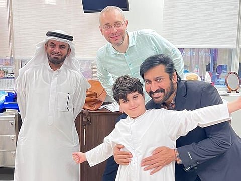 Ibrahim Abdulla Mohammed Al Awadi with Dr. Janakiram T N, Dr. Saied Alhabash and his father Abdulla Al Awadi.