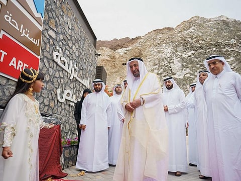 His Highness Dr. Sheikh Sultan bin Muhammad Al Qasimi, Supreme Council Member and Ruler of Sharjah, inaugurated the Shees Rest Area in Sharjah today.