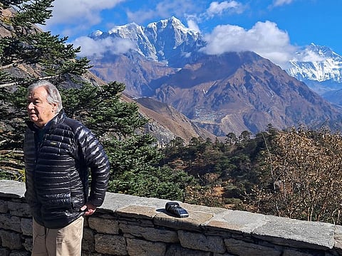 United Nations Secretary General Antonio Guterres visits the Syangboche in the Everest region of Solukhumbu district on October 30, 2023.