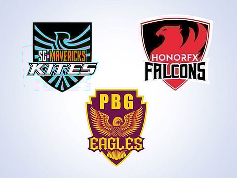 The logos of the three teams, who will be taking part in the Season 2 of the World Tennis League in Abu Dhabi in December.