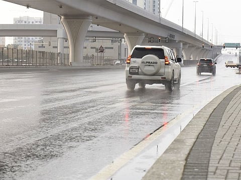 Rain in Furjan area, Dubai.