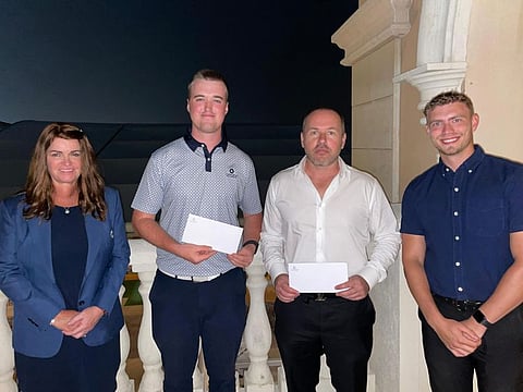 Thursday Curry Club Winners Picture Everlyn Downham JGE Ladies Captain, Kian Higgins, Scott Keller, Ed Atack JGE Golf Services Executive