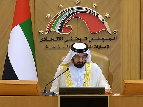 His Highness Sheikh Mohammed bin Rashid Al Maktoum, Vice President and Prime Minister of the UAE and Ruler of Dubai, opens the session of the FNC in Abu Dhabi