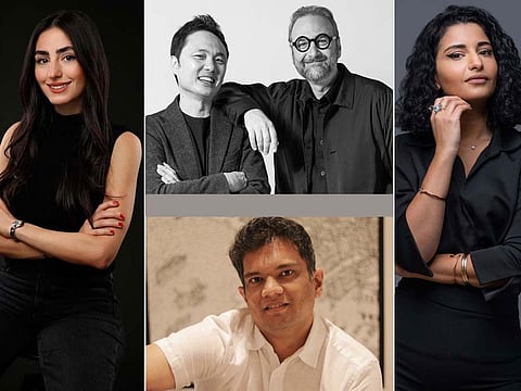 Top designers (clockwise from left) Tarlan Vaziri Farahani, Wael Al Awar and Kazuma Yamao, Areen Hassan and Kapil Bhimekar.