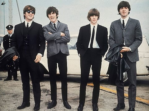 The Beatles, from left, John Lennon, George Harrison, Ringo Starr and Paul McCartney arrive in Liverpool, England on July 10, 1964, for the premiere of their movie "A Hard Day's Night." The final Beatles recording featuring John, Paul, George and Ringo is here. Released Thursday and titled “Now and Then,” the song comes from a batch of unreleased demos written by the late John Lennon in the ’70s.