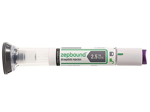 This image provided by Eli Lilly on Wednesday, November 8, 2023 shows packaging for their new drug Zepbound.