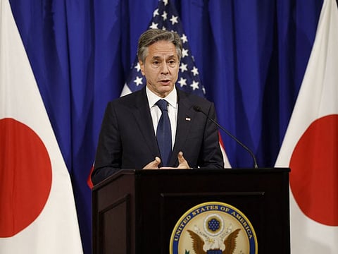US Secretary of State Antony Blinken speaks during a press conference at the end of the second day of the G7 foreign ministers' meetings in Tokyo on November 8, 2023.