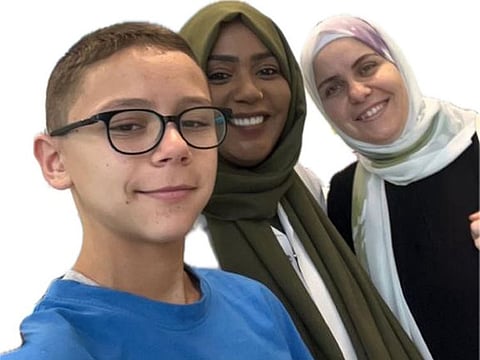 (from left) Diabetes Heroes members; Hashem with Dr Amani Taha Osman, and his mother Miran Sami Maabreh