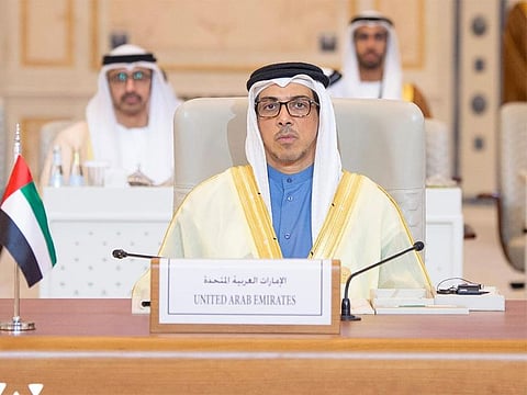 Sheikh Mansour bin Zayed Al Nahyan, UAE Vice President, Deputy Prime Minister, and Chairman of the Presidential Court, attends the Islamic-Arab Summit, in Riyadh on Saturday.