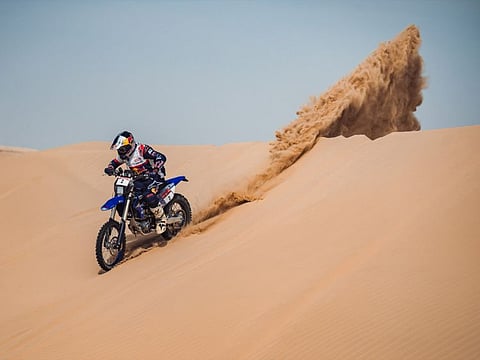 UAE's Mohammed Al Balooshi got off to a trailblazing start, winning the first leg in the Dubai International Baja on Staurday.