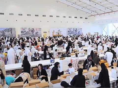 Still from Emirates Red Crescent clip showing the humanitarian effort on Sunday