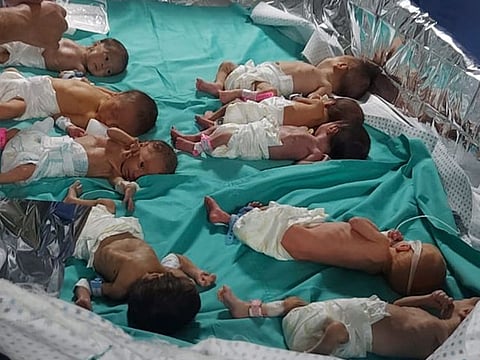 This photo released by Dr. Marawan Abu Saada shows prematurely born Palestinian babies in Al Shifa Hospital in Gaza City on November 12, 2023.