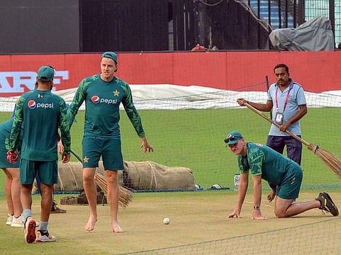 Pakistan bowling coach Morne Morkel during a practice session at Eden Gardens in Kolkata last week.