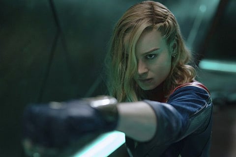 This image released by Disney shows Brie Larson in a scene from 'The Marvels.'