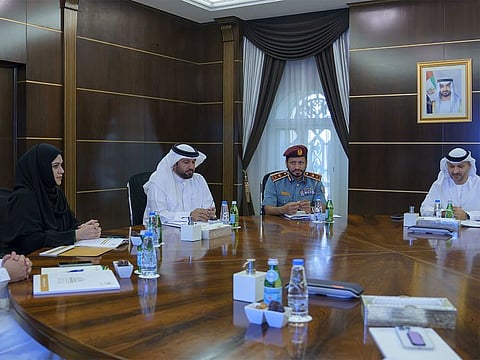 Members of the Supreme Committee for the Sharjah Consultative Council Elections at a review meeting in Sharjah.