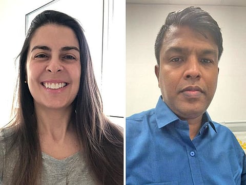 Lucky winners Camila De Castro, left, and Sarath Sivadasan.