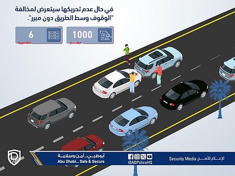Abu Dhabi Police urge motorists not to stop on the road and move their vehicles to safer place in case of minor accidents.