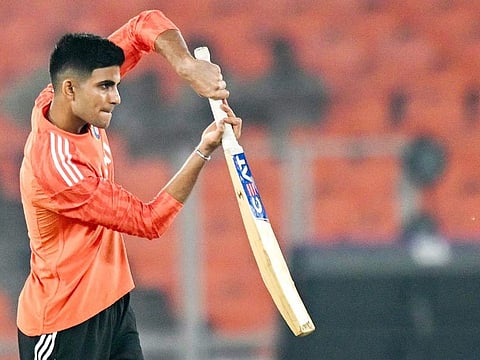 India's Shubman Gill attends a practice session at the Narendra Modi Stadium in Ahmedabad on November 18, 2023, on the eve of their 2023 ICC Men's Cricket World Cup final match against Australia.